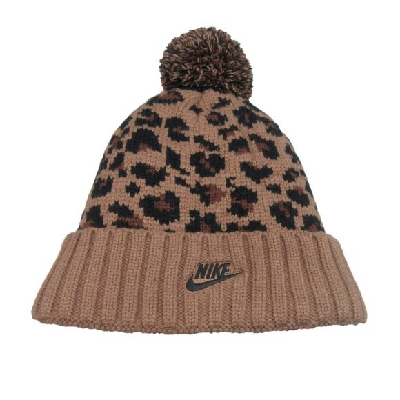 Nike Accessories - Nike Sportwear Black Leopard Womens Pom Beanie One Size NEW